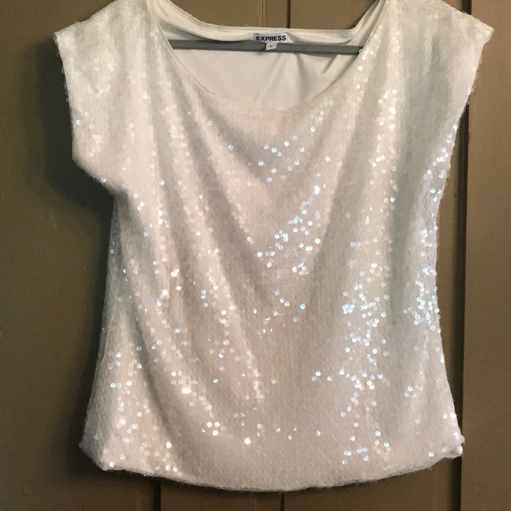 Express White sequin blouse
